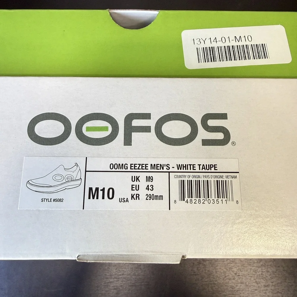 Oofos OOmg Eezee Men's Size 10 Slip On Recovery Sneakers Taupe Comfort Shoes